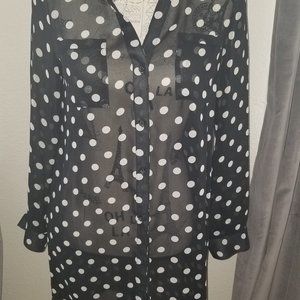 Sheer, Polka Dot, Dress, Shirt